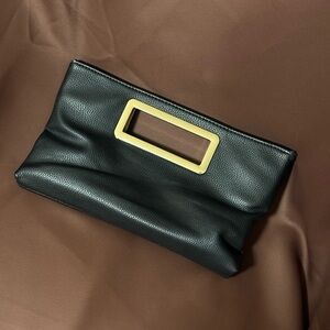 Elegant Black Clutch with Gold Accent